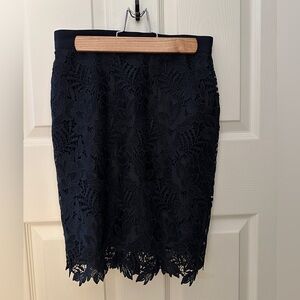 Ann Taylor Navy Embellished Pencil Skirt